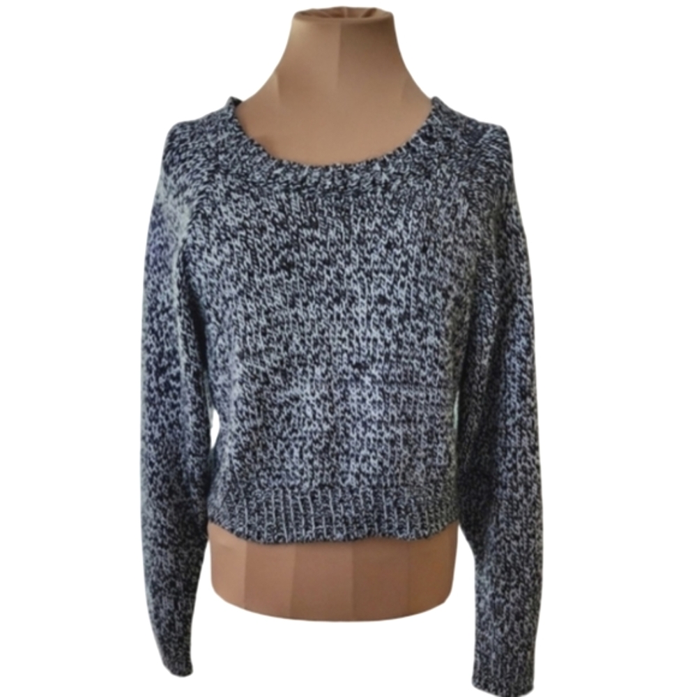 Uniq Open Back Marled Cropped Sweater Women's S/M‎